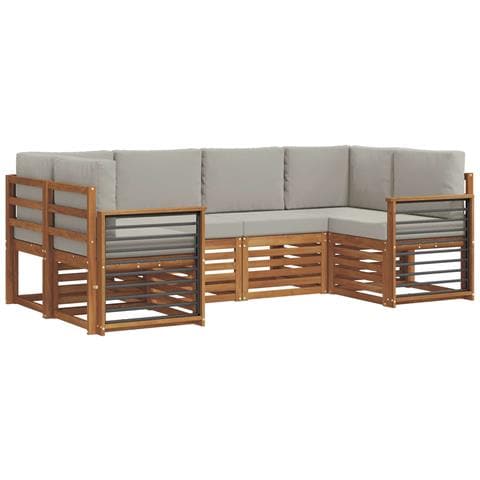 Set divani con cuscino 6 pcs Grigio Naturale e Chiaro - Foto 1
