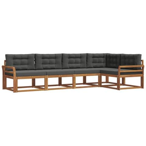 Set di divani da esterno con cuscino 5 pcs Naturale e Antracite - Foto 1