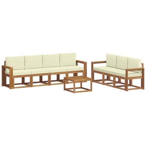 Set di divani da esterno con cuscino 8 pcs Naturale e Crema - Foto 1