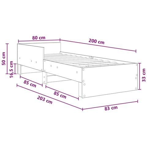 Struttura letto con testata Rovere Artigianale 80 x 200 cm - Foto 7