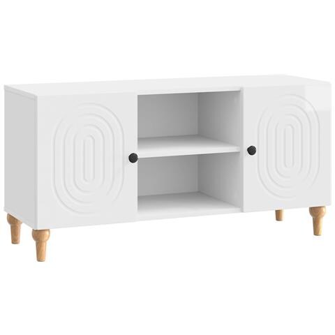 Mobile TV Bianco Lucido 102 x 34,5 x 50 cm Legno ingegnerizzato - Foto 1