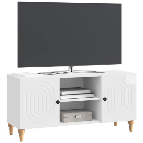 Mobile TV Bianco Lucido 102 x 34,5 x 50 cm Legno ingegnerizzato - Foto 2