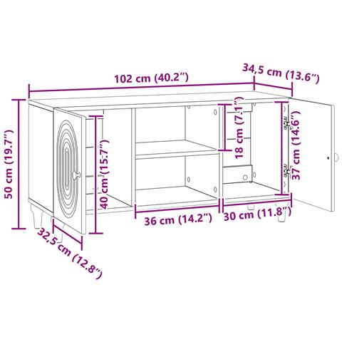 Mobile TV Bianco Lucido 102 x 34,5 x 50 cm Legno ingegnerizzato - Foto 9