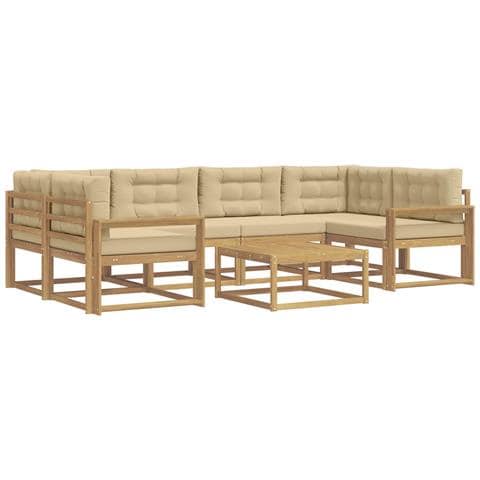 Set di divani da esterno con cuscino 5 pcs Bianco e Beige - Foto 1