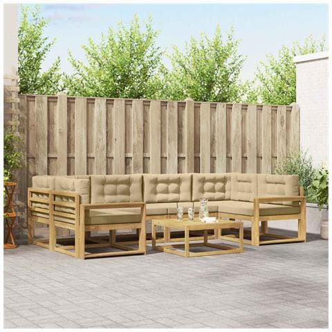 Set di divani da esterno con cuscino 5 pcs Bianco e Beige - Foto 2