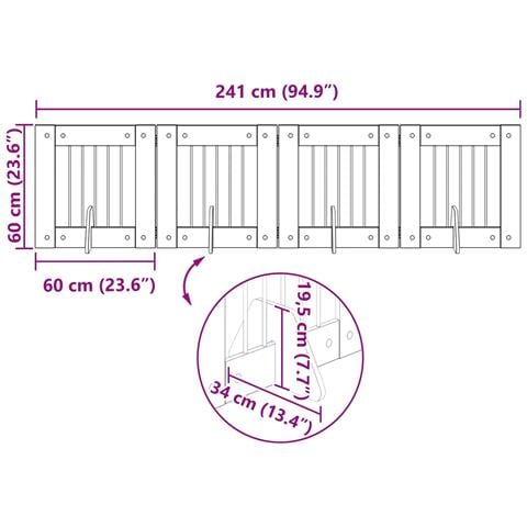 Cancello per cani pieghevole con supporti 4 pcs 241 cm - Foto 9