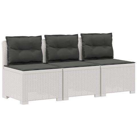 Divano da giardino 3 posti con cuscini in look rattan PP Bianco - Foto 1