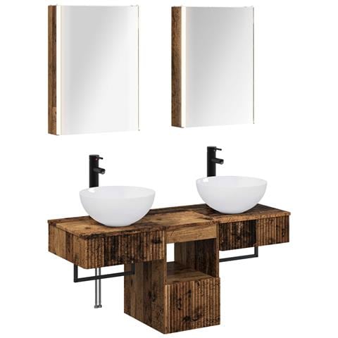 Set di Armadi da Bagno 5 pcs Legno antico 43 x 11,5 x 60,5 cm - Foto 1