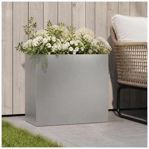 Vaso da giardino Argento 50 x 20 x 40 cm Acciaio Inox - Foto 2