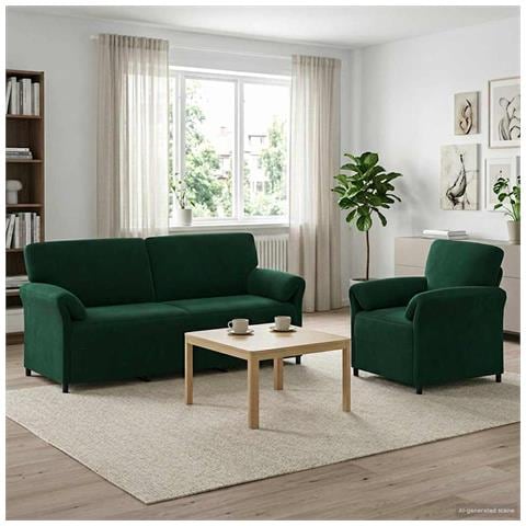 Set di divani 2 pz Verde Scuro Velluto - Foto 9