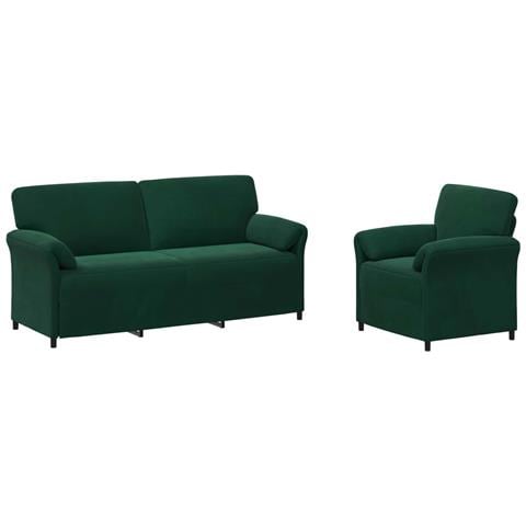 Set di divani 2 pz Verde Scuro Velluto - Foto 1