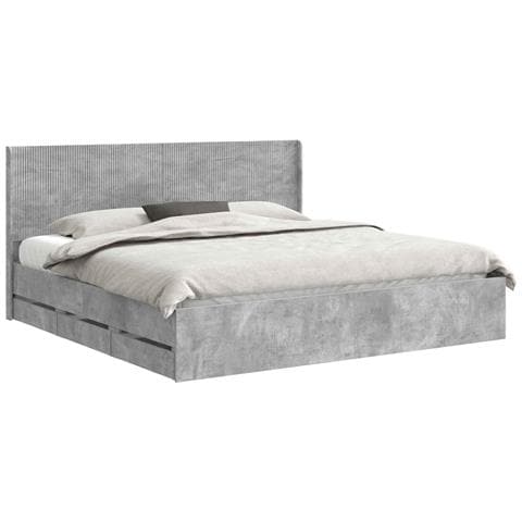 Struttura del letto con stoccaggio e testata Grigio Cemento - Foto 1