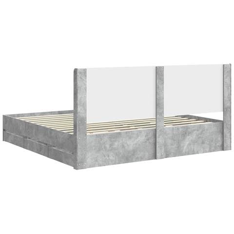 Struttura del letto con stoccaggio e testata Grigio Cemento - Foto 10