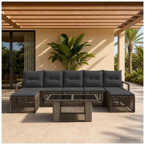 Set Divano da Giardino 8 pz Grigio e Grigio Scuro polyrattan - Foto 2