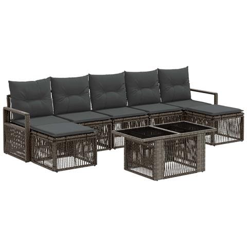 Set Divano da Giardino 8 pz Grigio e Grigio Scuro polyrattan - Foto 1