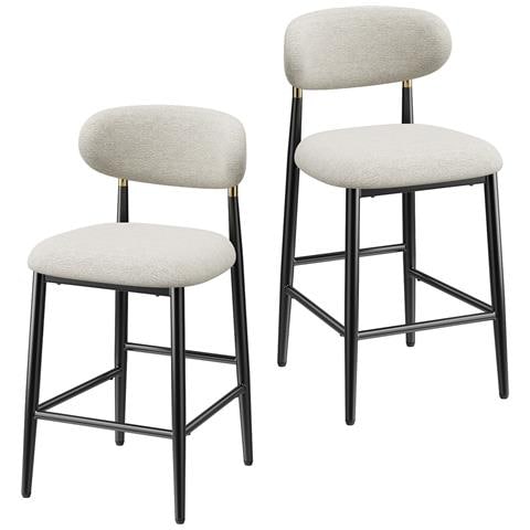 2 Sgabelli Da Bar In Tessuto Rivestiti Con Schienale 49,5x52x95 Cm Beige - Foto 1