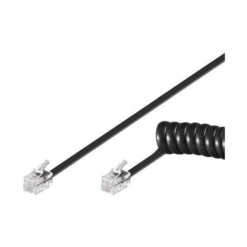 ICOC MD-44-02SBK - Cavo telefonico spiralato per cornetta 2mt RJ10 4P4C Nero - Foto 1