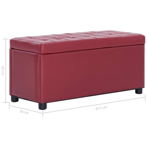 Cassapanca 87,5 Cm Rosso Vino In Similpelle - Foto 2