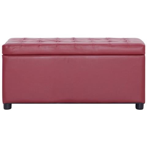 Cassapanca 87,5 Cm Rosso Vino In Similpelle - Foto 6