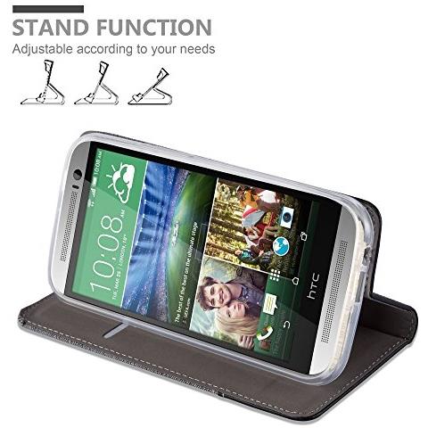 Custodia Compatibile Con Htc One M8 In Grigio Nero - Coperchio Protettiva Con Chiusura Magnetica, Funzione Stand E Tasca Per Le Carte - Foto 2