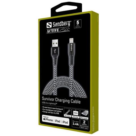 Survivor Lightning Cable 2m (survivor Lightning Cable 2m - Survivor Lightning Cable 2m, - 2 M, Lightning, Usb A, Male, Male, Black, Gray - Warranty: 60m) - Foto 2