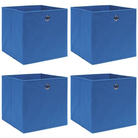 Scatole Portaoggetti con Coperchi 4 pz Blu 32x32x32 cm Tessuto - Foto 1