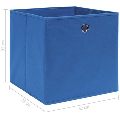 Scatole Portaoggetti con Coperchi 4 pz Blu 32x32x32 cm Tessuto - Foto 5