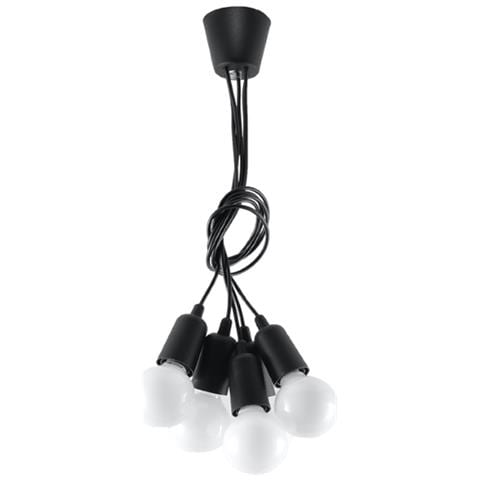 Sollux Diego 5 Sl. 0574 - Lampada A Sospensione Moderna A Led Nera Per Soggiorno, Camera Da Letto, Corridoio, Ufficio, Attacco E27 - Foto 15