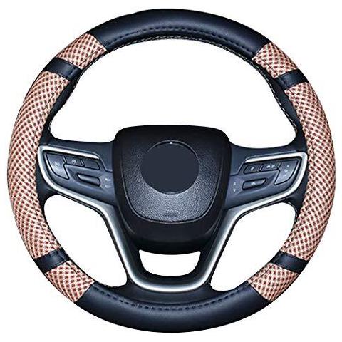 Volante In Pelle Copertura Di Rotella Microfibra Viscosa Traspirante Anti-scivolo Inodore Caldo In Inverno Fresco Destate Universali 15 Pollici Beige - Foto 1