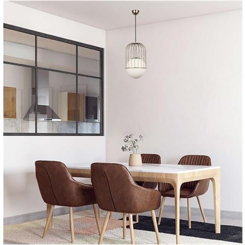 Lampada A Sospensione Capola - Lampadario - Da Soffitto - Oro In Metallo, Vetro, 25 X 25 X 115 Cm, 1 X E27, Max 40w - Foto 2
