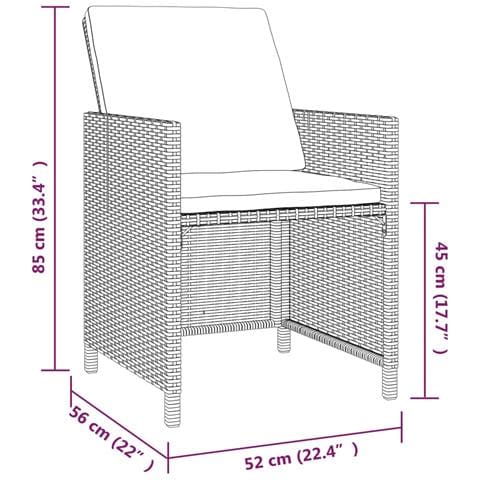 Set Da Pranzo Da Giardino 9 Pz Con Cuscini In Polyrattan Nero - Foto 6