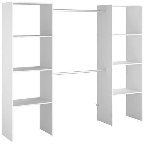 Elysee Armadio A Vista Bianco, 6 Ripiani, 2 Barre Appendiabiti 220x40x180 Cm - Foto 6