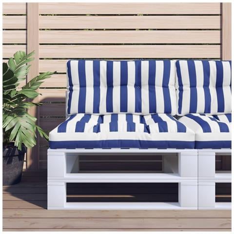 Cuscini Per Divani In Pallet 2 Pz Strisce Blu E Bianche Tessuto - Foto 6