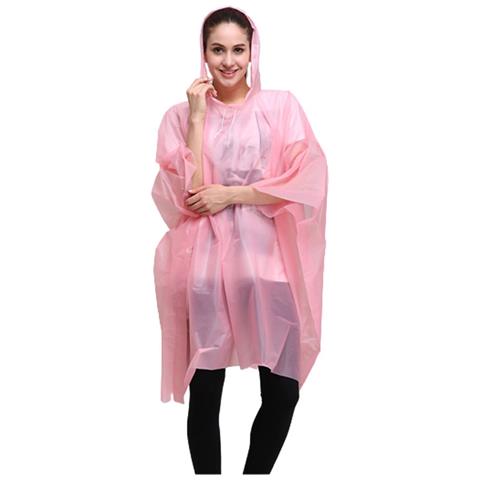 Poncho Antipioggia Monouso Con Cappuccio Senza Maniche Rosa - Foto 1