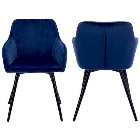 Sedia Bertille In Velluto Blu - Foto 10