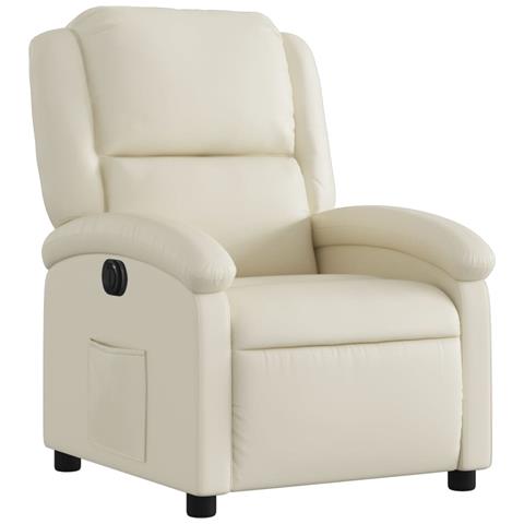 Poltrona Reclinabile Elettrica Crema In Similpelle - Foto 3