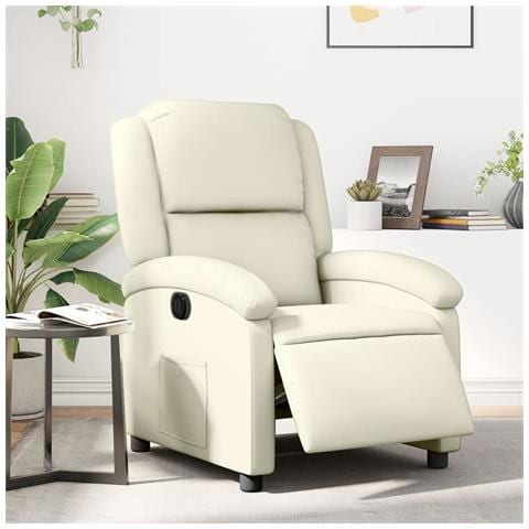 Poltrona Reclinabile Elettrica Crema In Similpelle - Foto 1