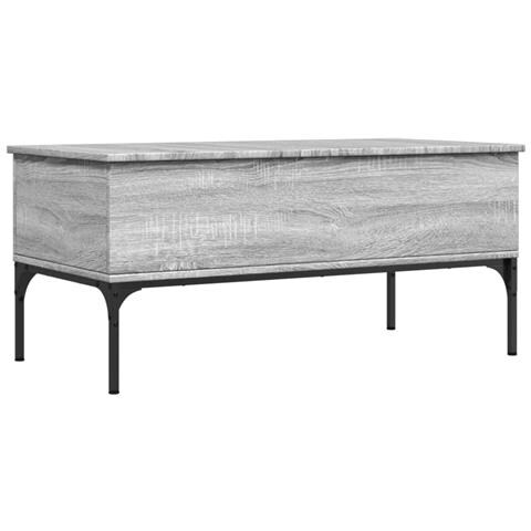 Tavolino Grigio Sonoma 100x50x45 Cm Legno Multistrato E Metallo - Foto 2