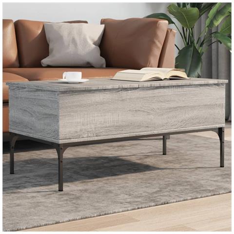 Tavolino Grigio Sonoma 100x50x45 Cm Legno Multistrato E Metallo - Foto 1