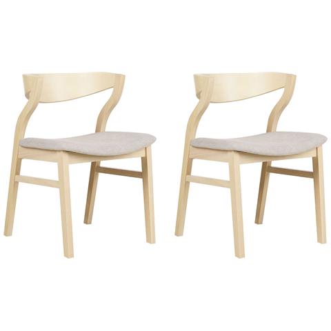 Set Di 2 Sedie Da Pranzo Legno Chiaro E Beige Maroa - Foto 2