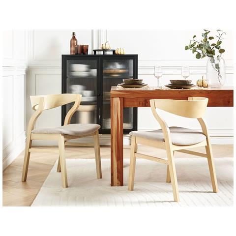 Set Di 2 Sedie Da Pranzo Legno Chiaro E Beige Maroa - Foto 1