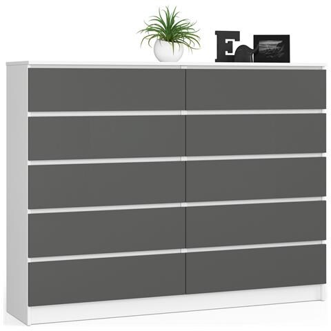 Cassettiera K160, 10 cassetti, 160x40x121 cm, Colore Bianco e Grigio Grafite - Foto 1