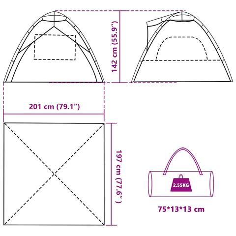Tenda da Spiaggia 3Persone Azzurro Rilascio Rapido Impermeabile - Foto 2