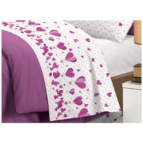 Completo Lenzuola Linea Pensieri Delicati 100% Cotone Disegno Mongolfiera Matrimoniale Glicine - Foto 5