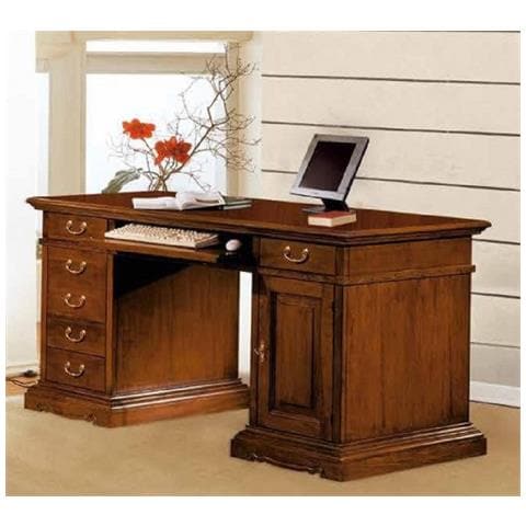 Scrivania Porta Pc Arte Povera In Legno Tinta Noce 160x80x85 - Foto 1