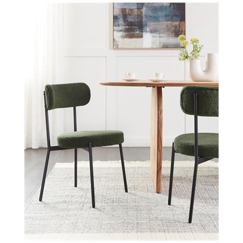 Sedia Da Pranzo Set Di 2 Bouclé Verde Scuro Allison - Foto 1