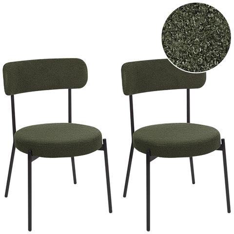 Sedia Da Pranzo Set Di 2 Bouclé Verde Scuro Allison - Foto 2