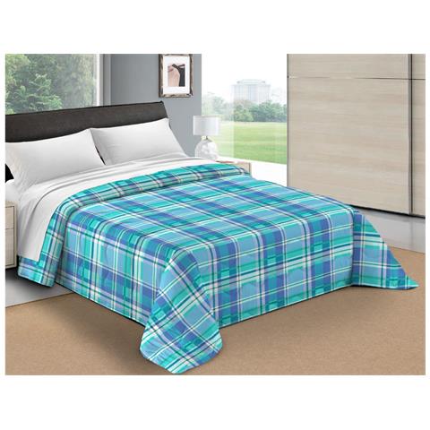 Trapunta Piumone Letto Invernale Imbottita 300gr Scaldanotti Tartan 2 Piazze Azzurro - Foto 1