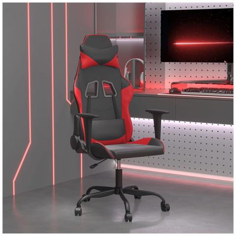Sedia da Gaming Nera e Rossa in Similpelle - Foto 10