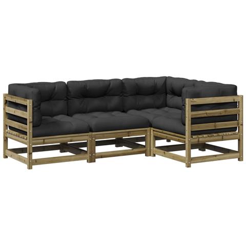 Set Divani da Giardino 4pz con Cuscini Legno Impregnato di Pino - Foto 1